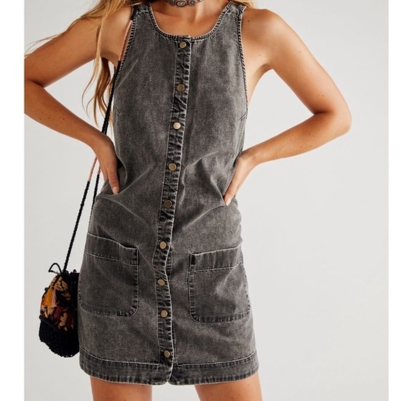Free People Gray Denim Dress - Picture 1 of 5